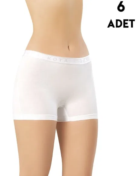 Likralı Yüksek Bel Kadın Boxer Kota 5000 - Beyaz