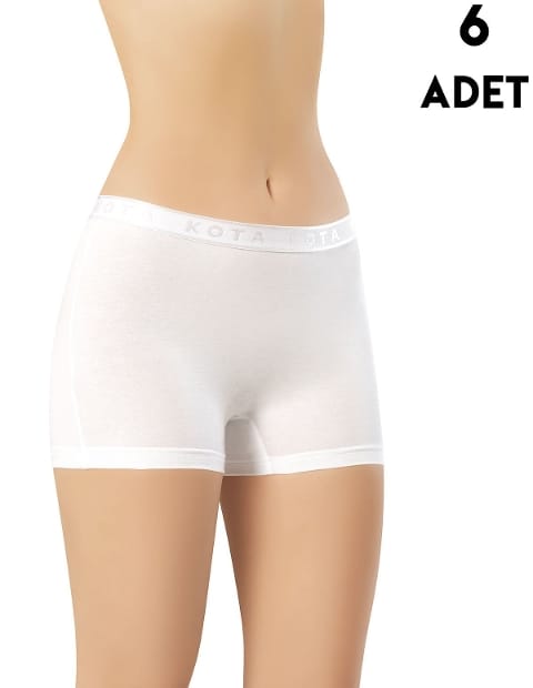 Likralı Yüksek Bel Kadın Boxer Kota 5000 - Beyaz