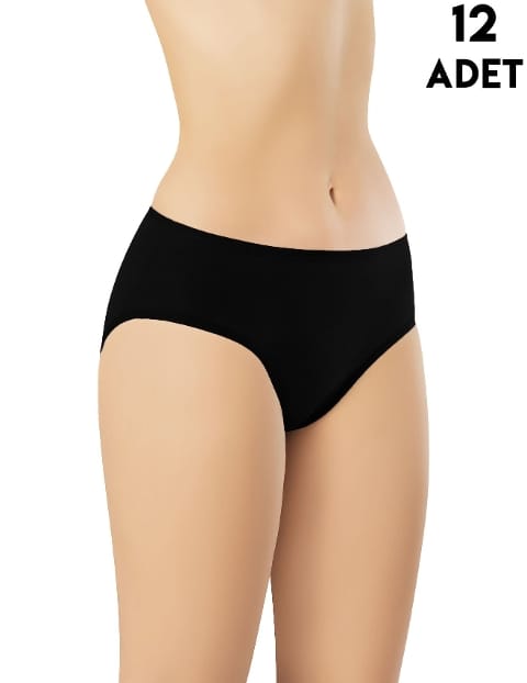 Yüksek Bel Konforlu Kadın Bikini Külot Kota 5002 - Siyah