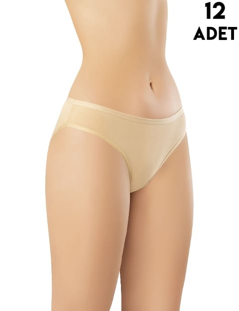 Yüksek Bel Konforlu Kadın Bikini Külot Kota 5002 - Ten
