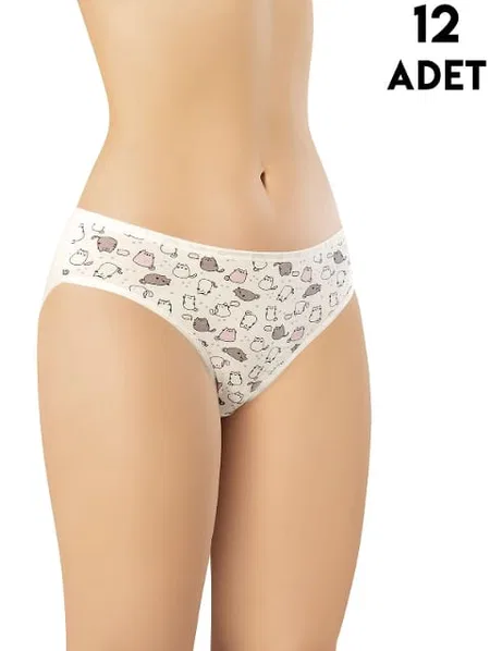 Yüksek Bel Destekli Desenli Kadın Bikini Slip Külot Kota 5004 - Asorti