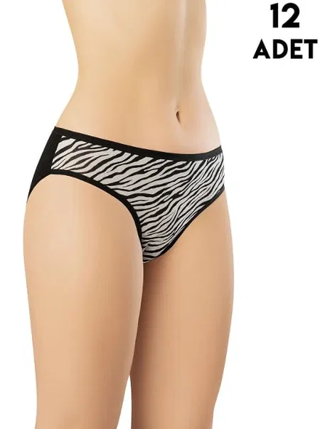 Yüksek Bel Destekli Desenli Kadın Bikini Slip Külot Kota 5004 - Asorti
