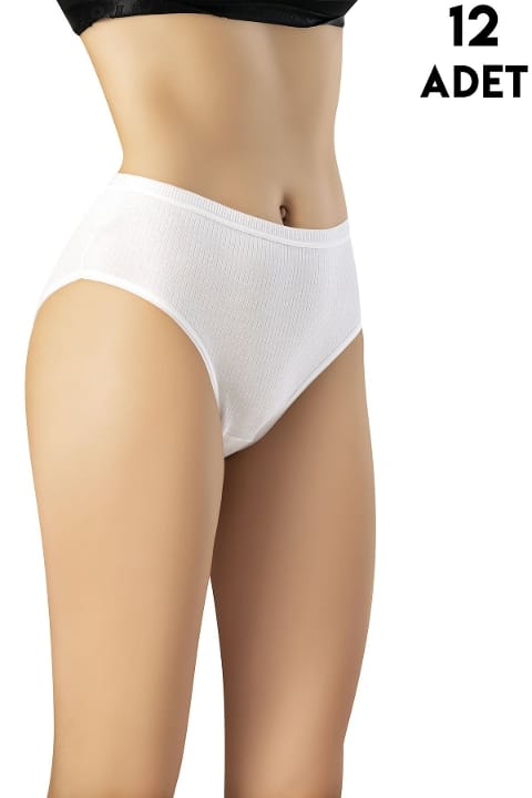 Ribana Dokulu Yüksek Bel Bato Kadın Külot Kota 5020 - Beyaz