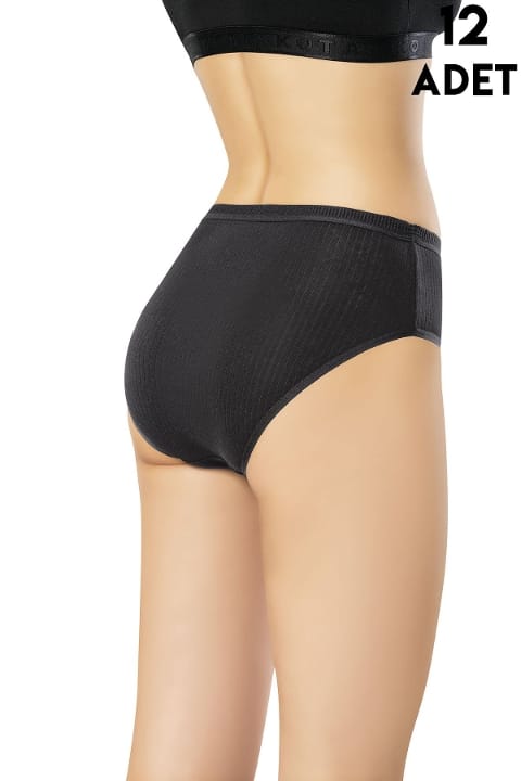 Ribana Dokulu Yüksek Bel Bato Kadın Külot Kota 5020 - Siyah