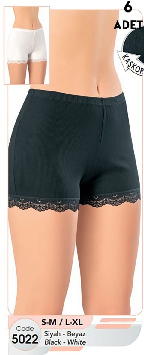 Dantelli Yüksek Bel Kadın Şort Kota 5022 - Siyah