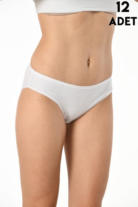 Yüksek Bel Esnek Ribana Kadın Bikini Külot Kota 5026-1 - Asorti