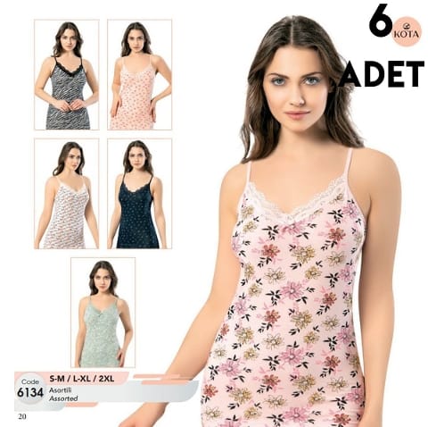 Esnek Pamuklu İp Askılı Atlet Mor Kota 6134 - Asorti