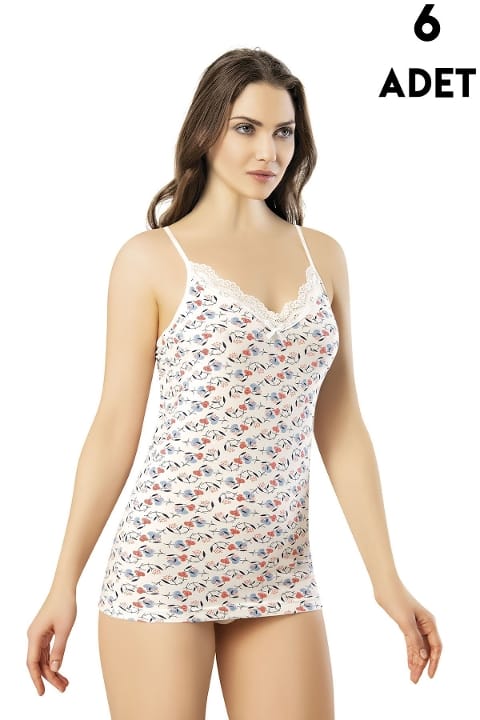 Esnek Pamuklu İp Askılı Atlet Mor Kota 6134 - Asorti