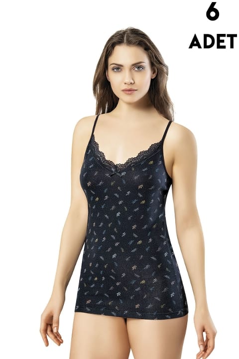 Esnek Pamuklu İp Askılı Atlet Mor Kota 6134 - Asorti