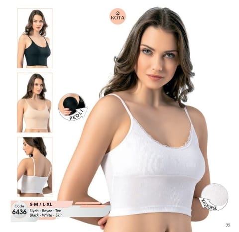 Pamuklu Dantelli Pedli Crop Atlet Kota 6436 - Siyah