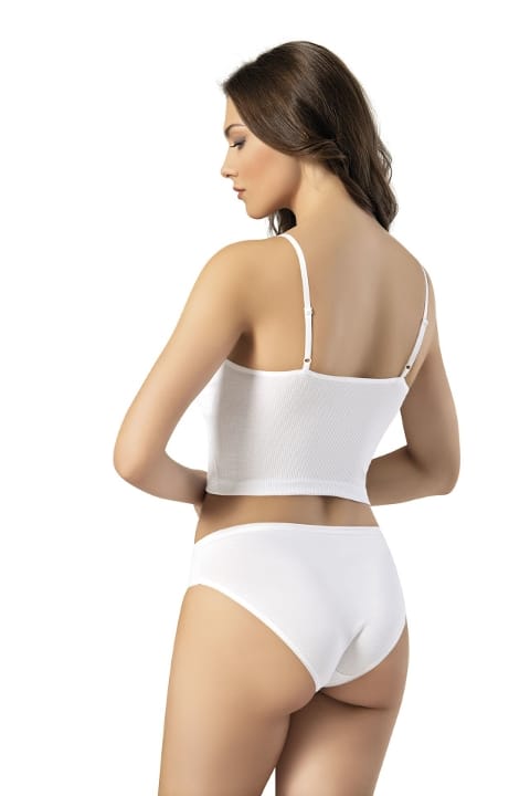 Pamuklu Dantelli Pedli Crop Atlet Kota 6436 - Beyaz