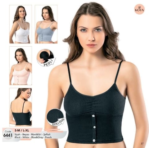 Pamuklu Nefes Alan İp Askılı Kadın Atlet Kota 6441 - 2