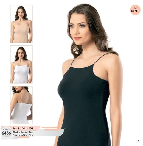 Pamuklu Nefes Alan Askılı Atlet Kota 6466 - Siyah