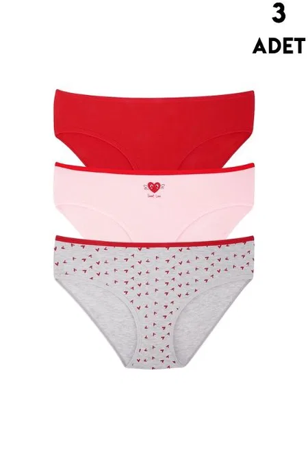 3 Adet Pamuklu Büyük Beden Bato Külot Koza Biat KZ55000-675 - Karışık Renk