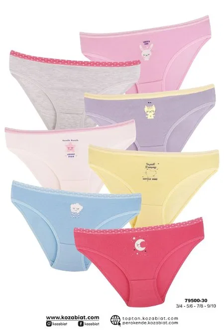 Kız Çocuk Slip Külot 7 Adet Paket Koza Biat KZ79500-30 - Karışık Renk
