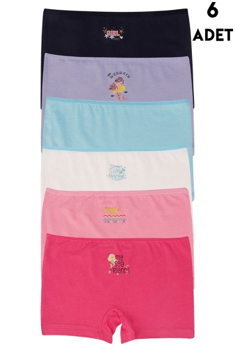 Kız Çocuk Pamuk Boxer Külot 6 Adet Koza Biat KZ89500-32