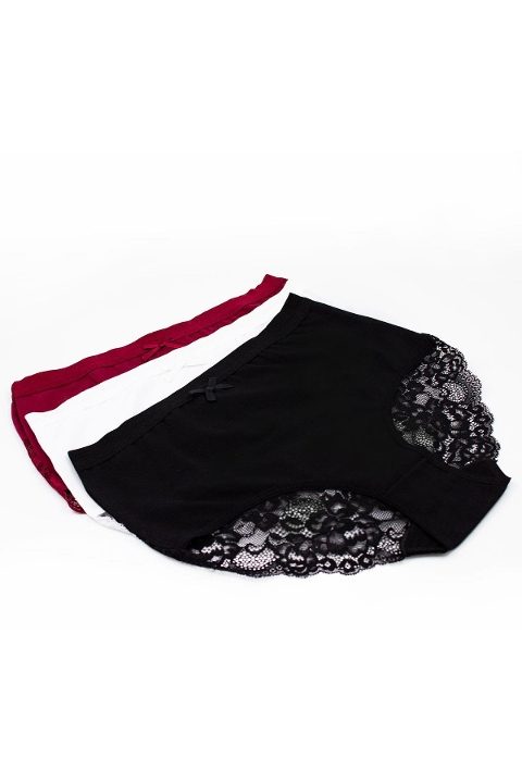 Öts İç Giyim Dantelli Yüksek Bel Likralı Külot Pamuk Öts 4412 - Görsel 3