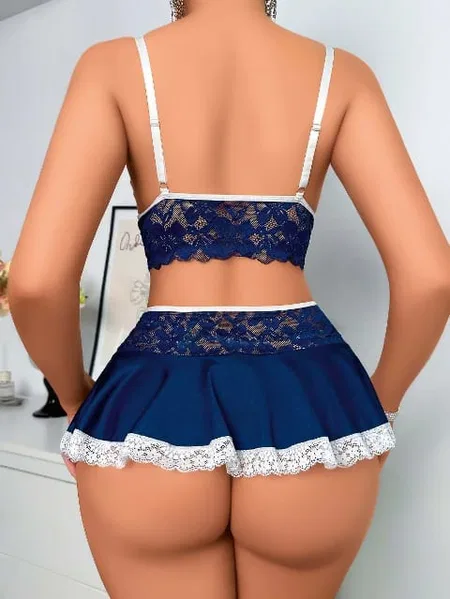 Lily Bianca Lacivert Dantel Detaylı Jartiyer Takım Lily Bianca 140 - Görsel 2