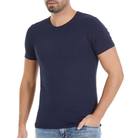 Pamuk Modal Elastan Kısa Kollu T-Shirt Yıldız 337 - Lacivert