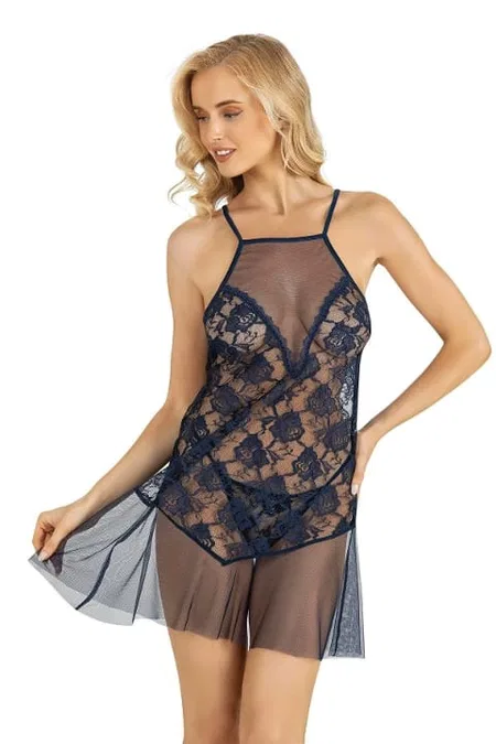 Lacivert Tül Body Açık Sırt Ahu 4227 - Lacivert