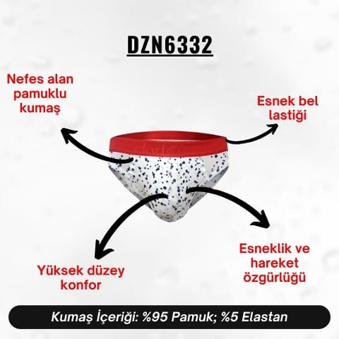 Darkzone Lastikli Benekli Beyaz Erkek Slip  Darkzone DZN6332 - Görsel 3
