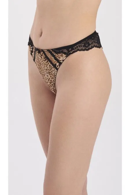 Minimal İp Detaylı Siyah String Külot Moonlight 3209 - Siyah