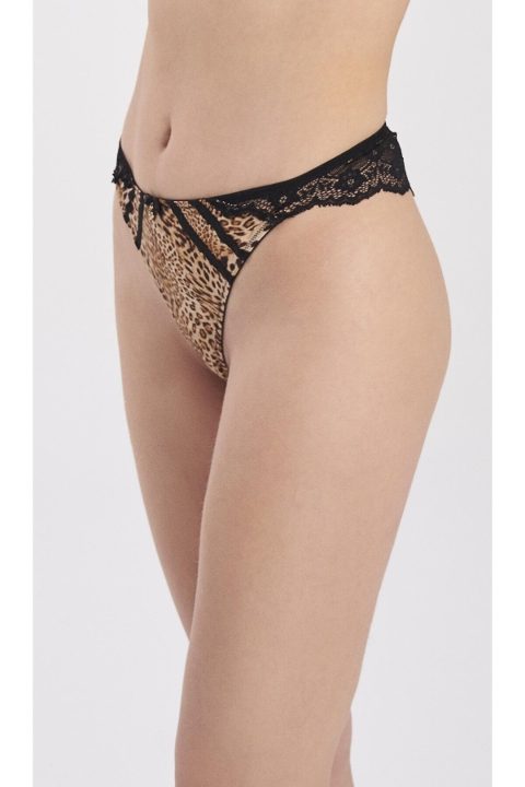 Minimal İp Detaylı Siyah String Külot Moonlight 3209