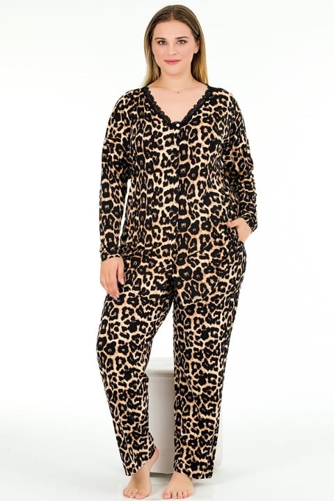 Lady Leopar Desenli Uzun Kollu Pijama Takımı Lady 11372 - Görsel 2