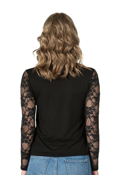 Uzun Kollu Esnek Viskon Kadın Bluz Özkan 7428 - Siyah