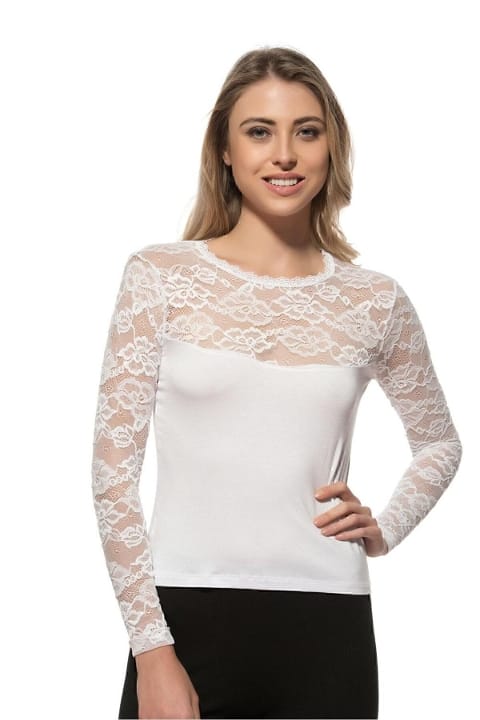 Uzun Kollu Esnek Viskon Kadın Bluz Özkan 7428
