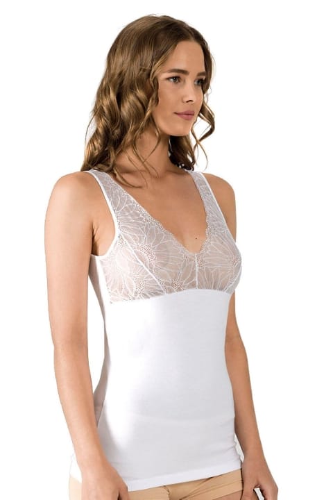 Likralı Dantelli Kalın Askılı Pamuklu Atlet Özkan 25610 - Beyaz