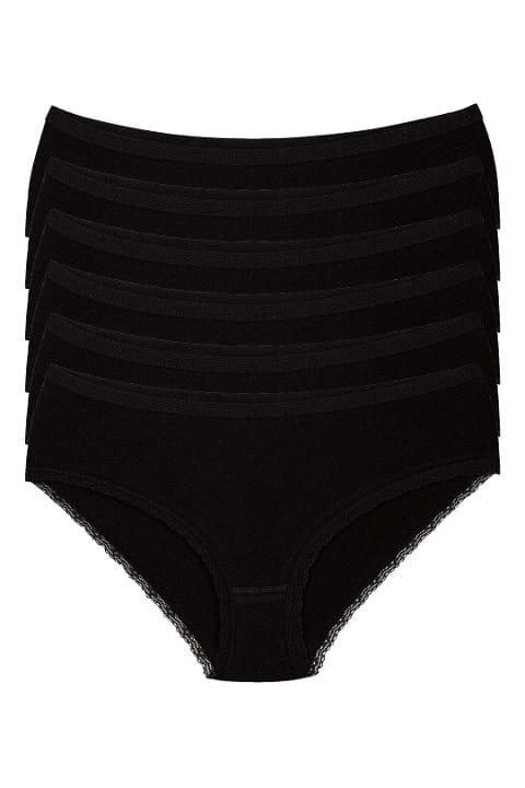 Pamuklu Elastan Yüksek Bel Bato Külot 6'lı Paket Yıldız 3751