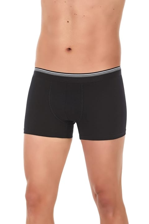 Pamuklu Likralı Uzun Boxer Yıldız 366 - Siyah