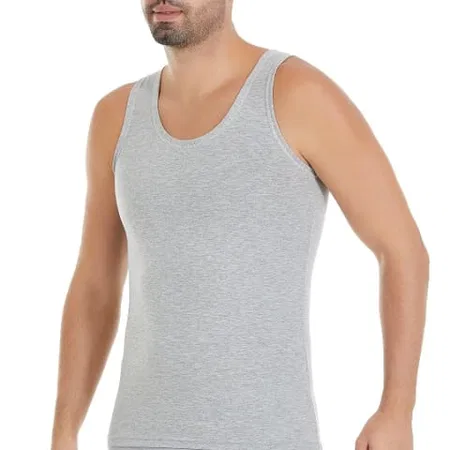 Pamuklu ve Likralı Erkek Atlet Yıldız 372 - Gri