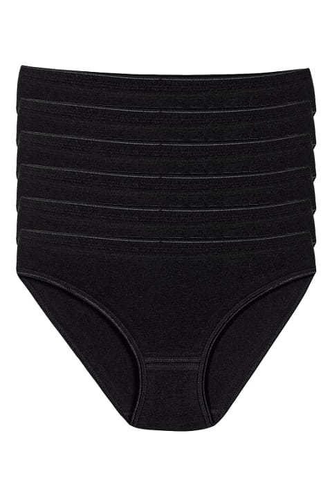 Likralı Yüksek Bel Bikini Külot 6'lı Paket Yıldız 3726 - Siyah