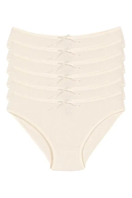 Likralı Yüksek Bel Bikini Külot Yıldız 3553 - Ekru