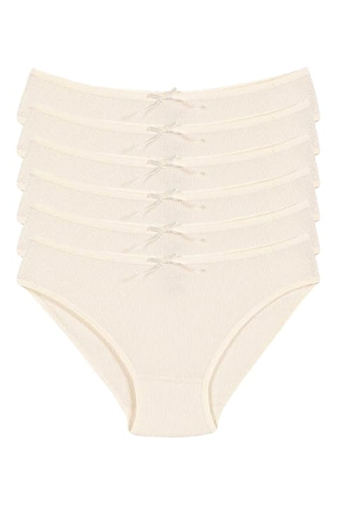 Likralı Yüksek Bel Bikini Külot Yıldız 3553 - Ekru