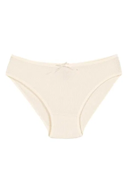 Likralı Yüksek Bel Bikini Külot Yıldız 3553 - Ekru