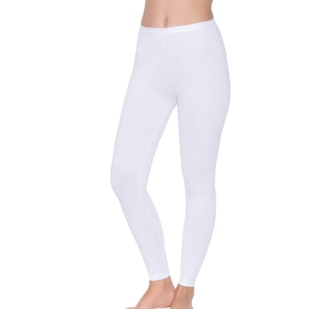 Pamuklu Elastan Yüksek Bel Kadın Tayt Yıldız 3645 - Beyaz