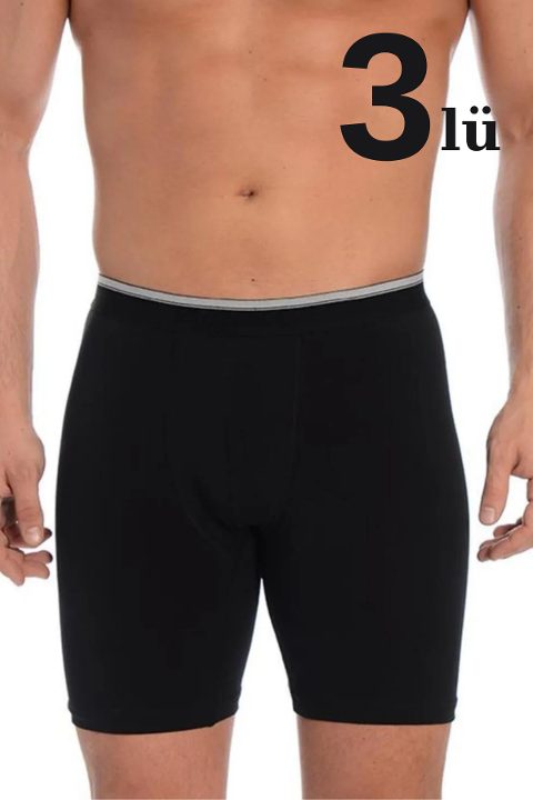 Likralı Esnek Bel Lastiği Siyah Uzun Boxer Arma Yıldız 1173