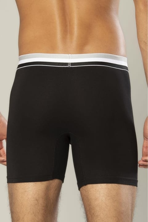 Likralı Pamuklu Uzun Boxer Esnek Bel Dikiş Erdem 1415 - Siyah