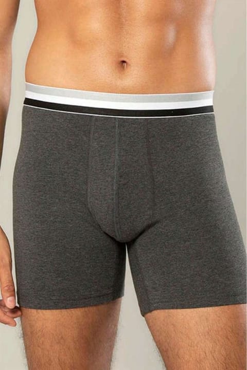 Likralı Pamuklu Uzun Boxer Esnek Bel Dikiş Erdem 1415 - Antrasit