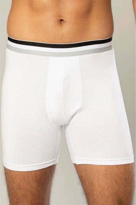 Likralı Pamuklu Uzun Boxer Esnek Bel Dikiş Erdem 1415 - Beyaz