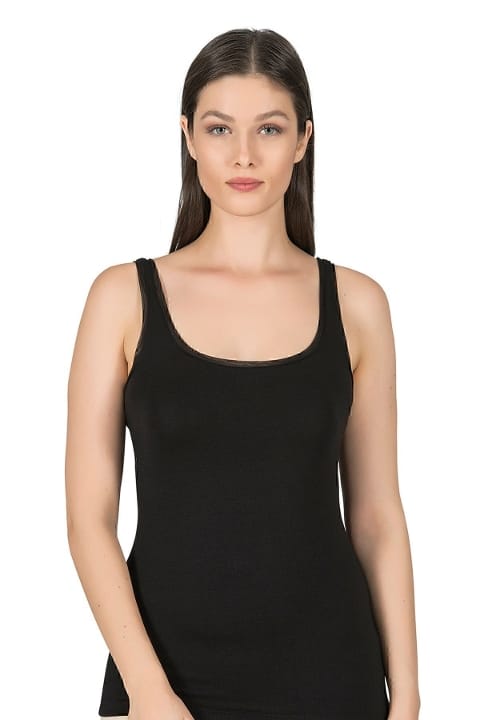 Pamuklu Modal Kalın Askılı Kadın Atlet Özkan 25493 - Siyah