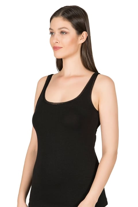 Pamuklu Modal Kalın Askılı Kadın Atlet Özkan 25493 - Siyah