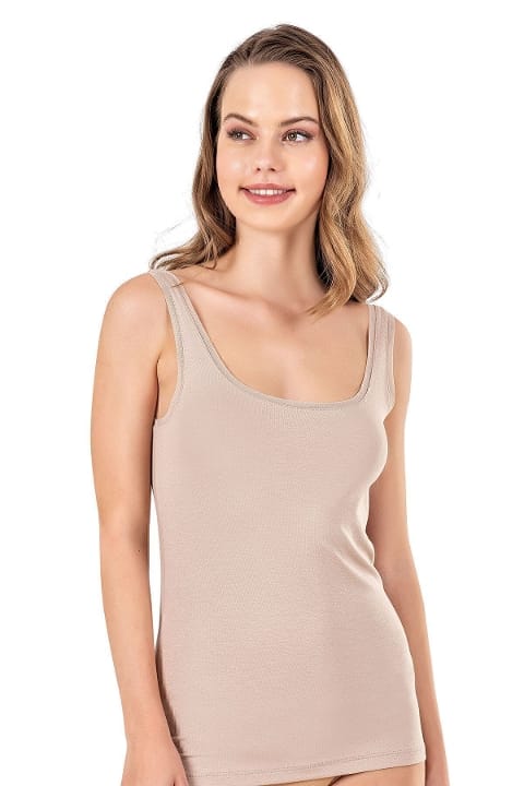 Pamuklu Modal Kalın Askılı Kadın Atlet Özkan 25493 - Ten