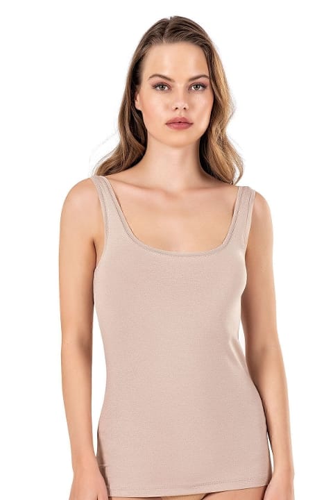 Pamuklu Modal Kalın Askılı Kadın Atlet Özkan 25493 - Ten