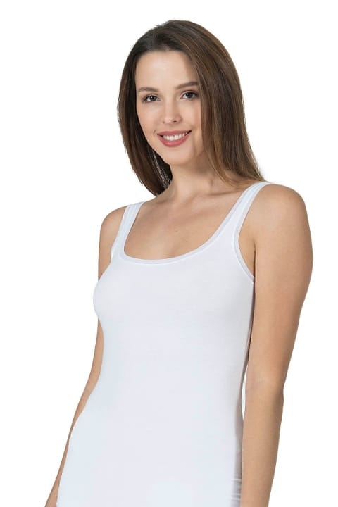 Pamuklu Modal Kalın Askılı Kadın Atlet Özkan 25493 - Beyaz