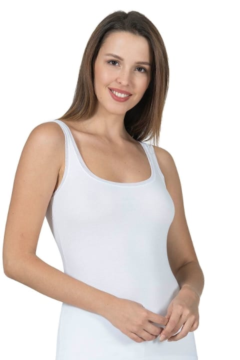 Pamuklu Modal Kalın Askılı Kadın Atlet Özkan 25493 - Beyaz