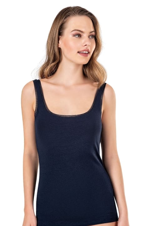 Pamuklu Modal Kalın Askılı Kadın Atlet Özkan 25493 - Lacivert